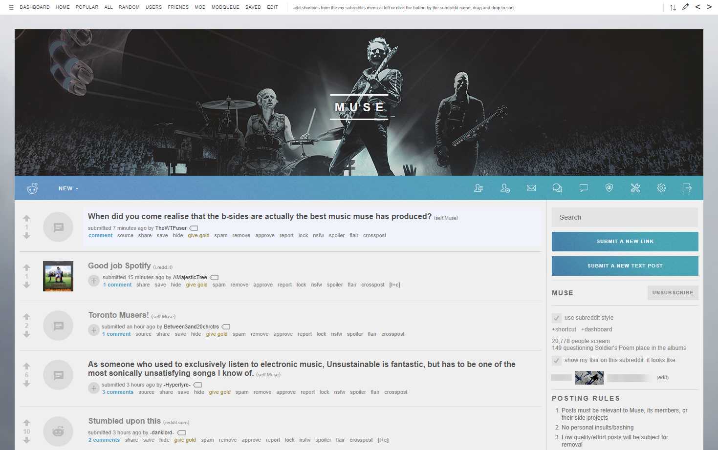 /r/muse Reddit theme redesign - Image 1